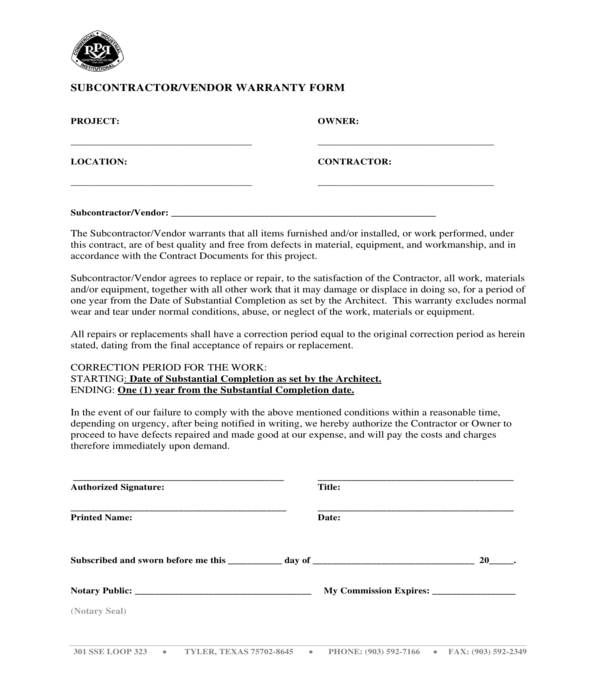 Subcontractor Warranty Letter Template Database Lette - vrogue.co