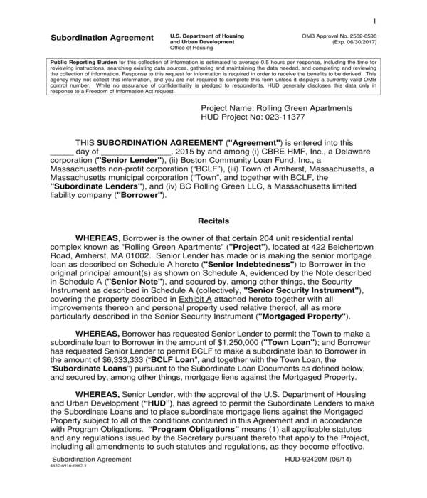 FREE 10+ Subordination Agreement Forms in PDF MS Word