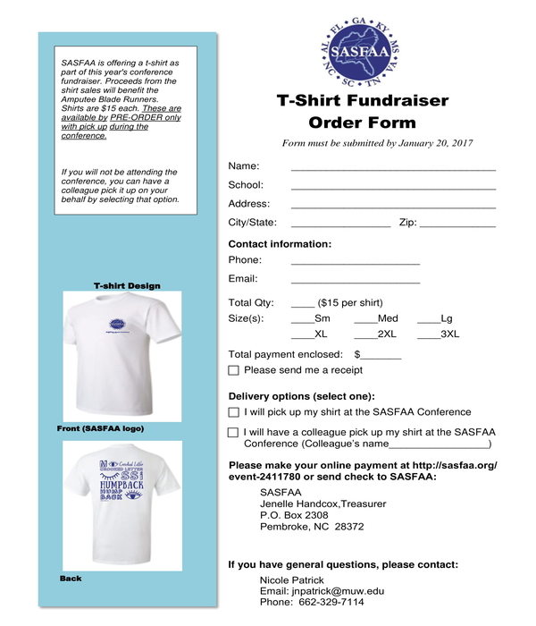 t shirt fundraiser order form