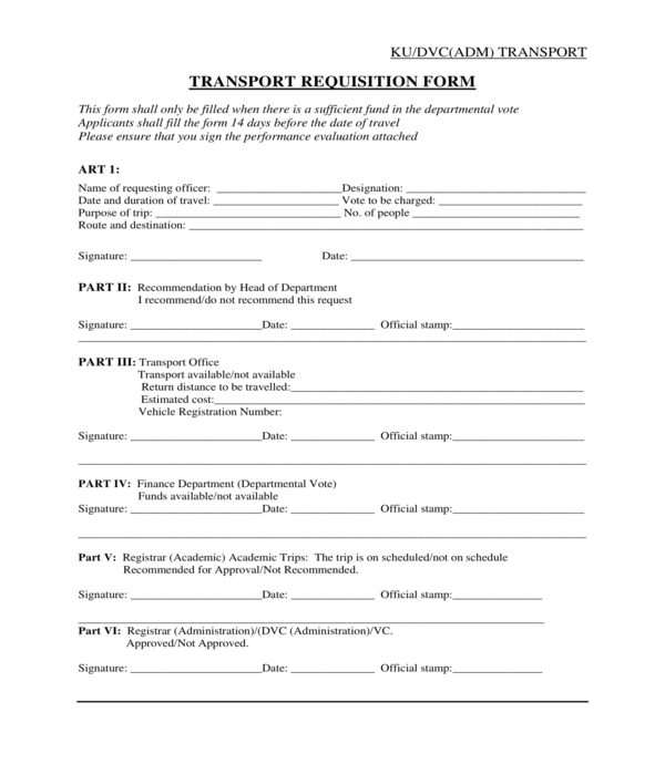 transport requisition form