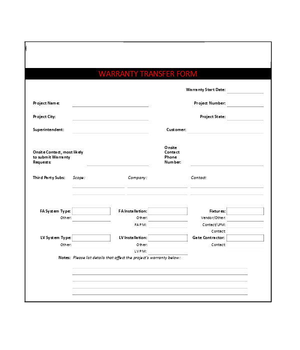 FREE 12+ Warranty Form Samples, PDF, MS Word, Google Docs, Excel