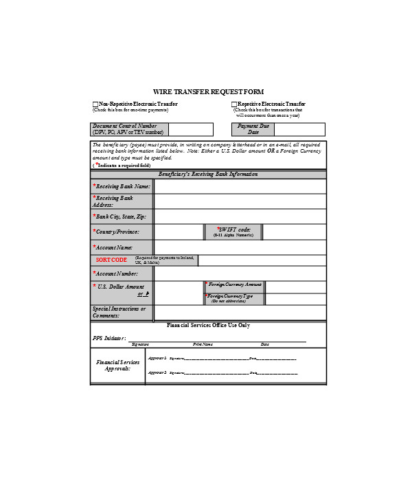 wire transfer instruction request form 