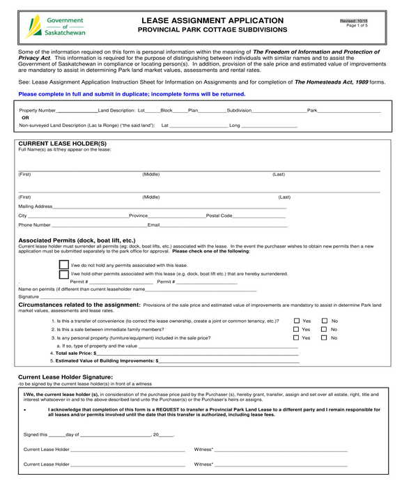 assignment of lease application form