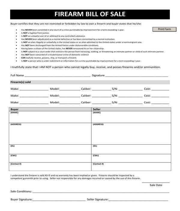 automated firearm bill of sale form