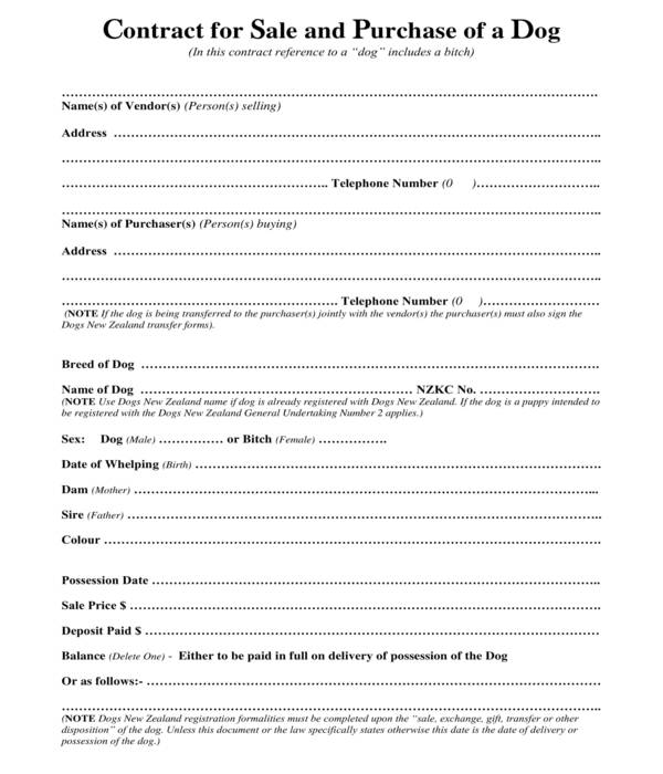 Puppy Sale Contract Template from images.sampleforms.com
