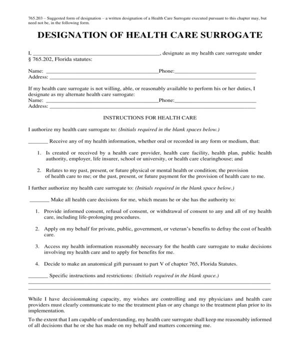 FREE 5 Health Care Surrogate Forms In PDF