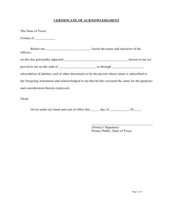 FREE 10+ Notary Acknowledgment Forms in PDF | MS Word