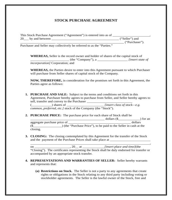 business stocks bill of sale form