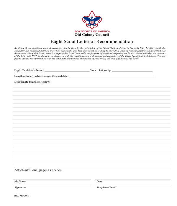 What Should An Eagle Scout Letter Of Recommendation Say