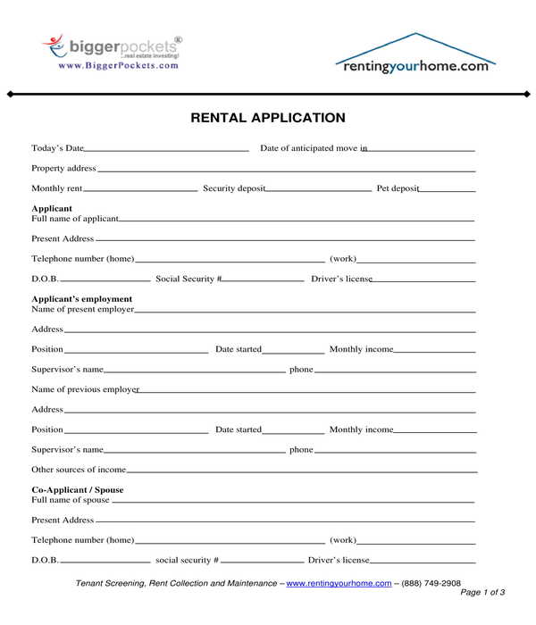 FREE 6+ House Rental Application Forms in PDF | MS Word | Excel