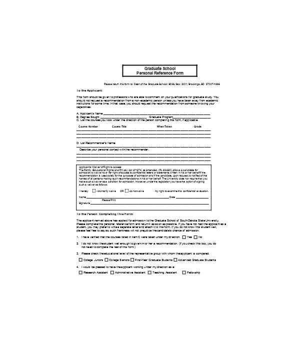 graduate school of applicant recommendation letter