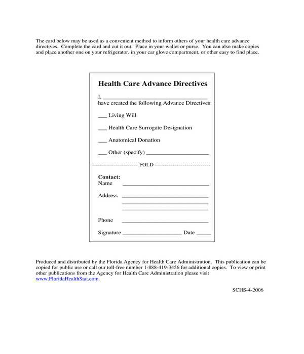 health care surrogate with advanced directives form