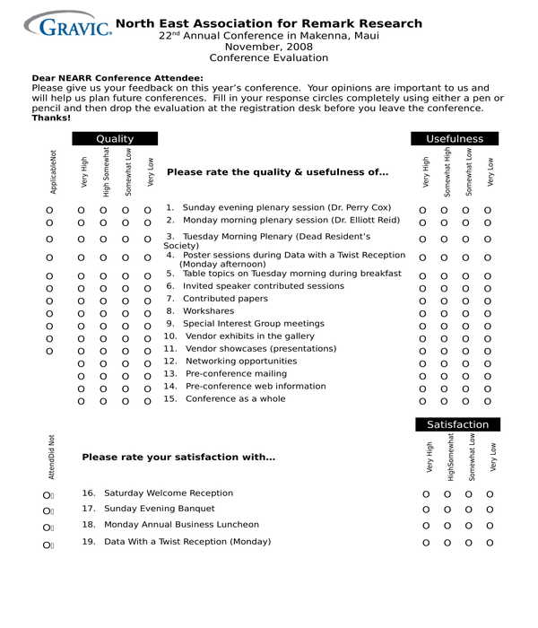 hotel conference feedback form