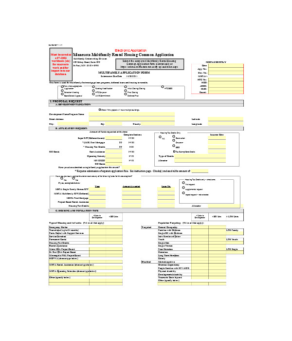 house common rental application form