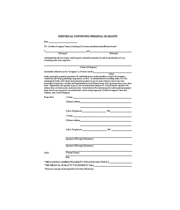 FREE 8+ Personal Guarantee Forms in PDF MS Word