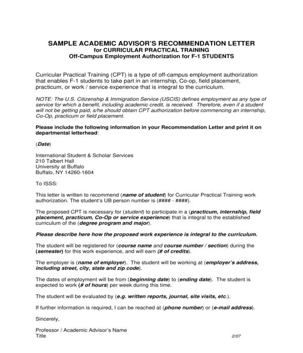 internship recommendation letter sample