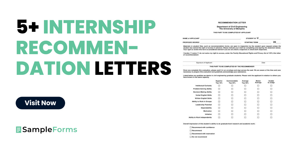 internships recommendation letter