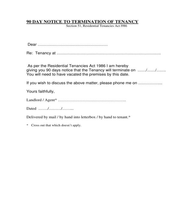 lease 90 day termination notice letter