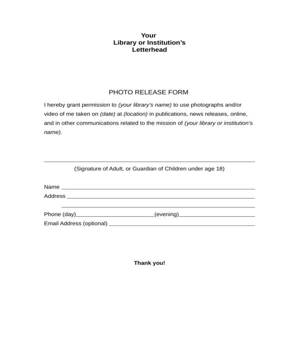 library employee photo release form