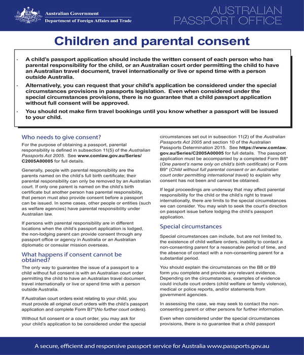 passport children and parental consent instruction form
