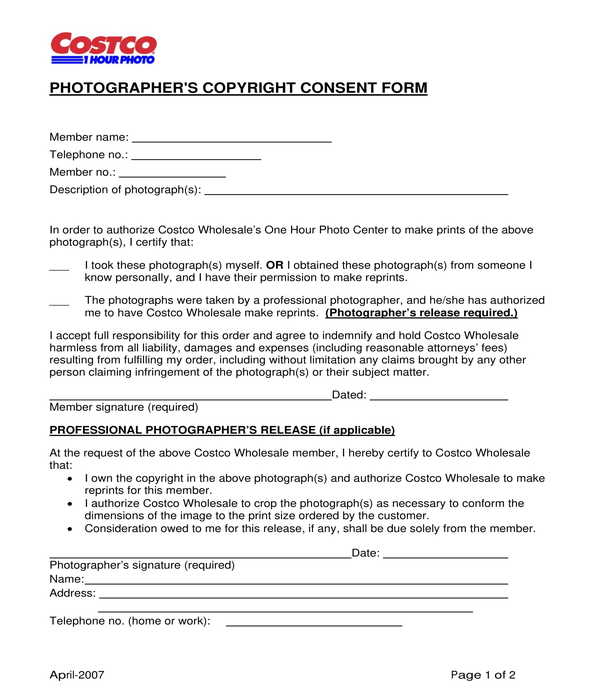 photographers copyright consent release form