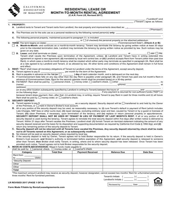 realtors residential lease agreement form