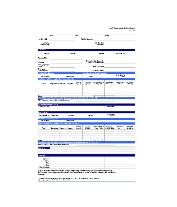 FREE 9+ Personnel Action Form Templates in MS Word | PDF | Excel