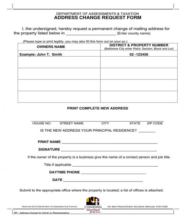 address change request form