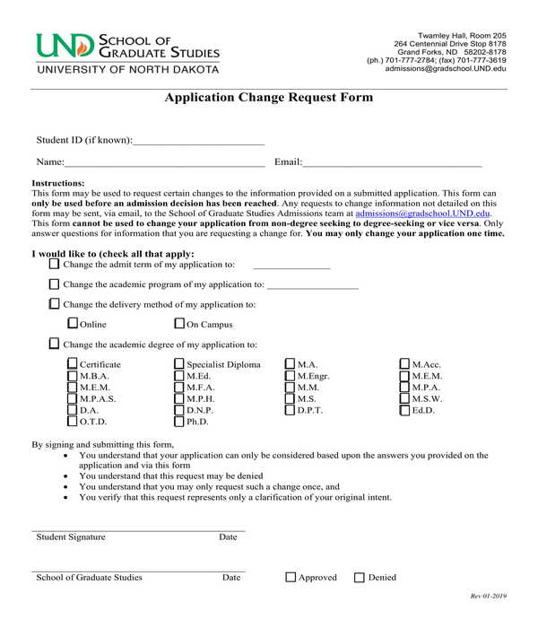 application change request form