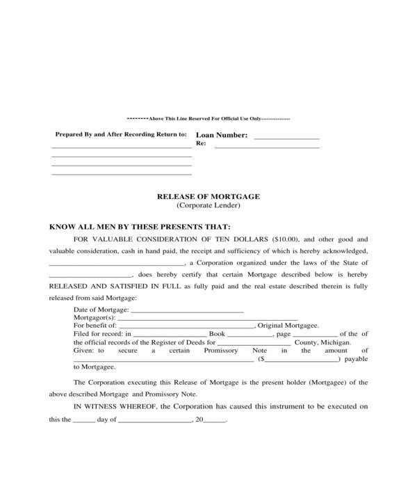 FREE 6+ Mortgage Release Forms in PDF MS Word