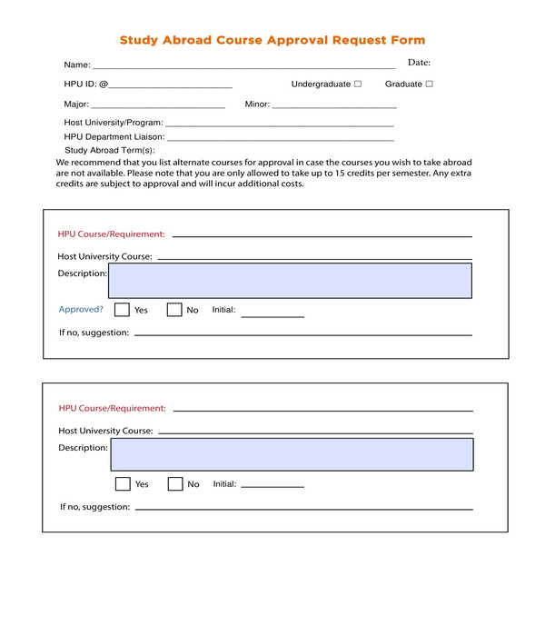 course approval request form