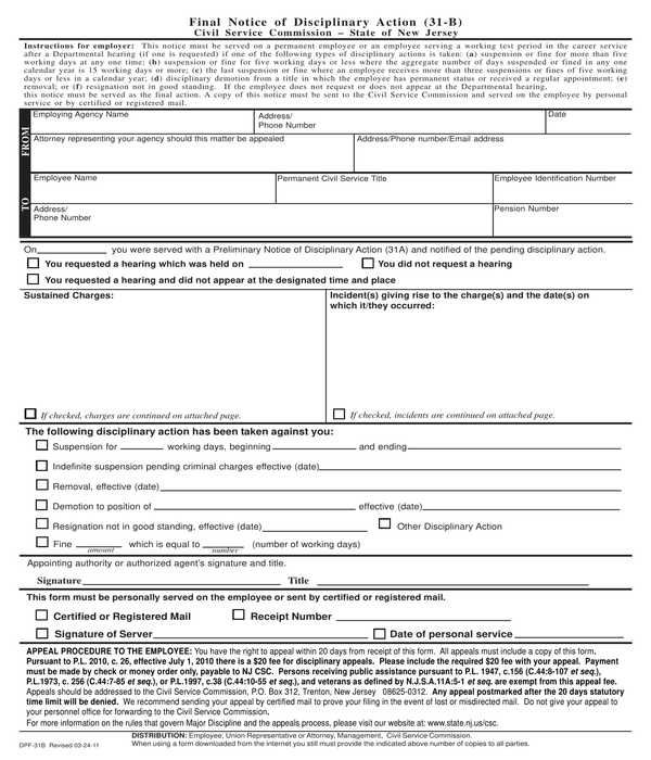 employee final disciplinary action notice form