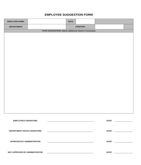 employee suggestion form in xls