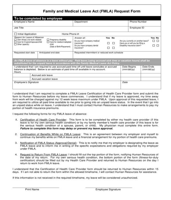 family and medical leave request form