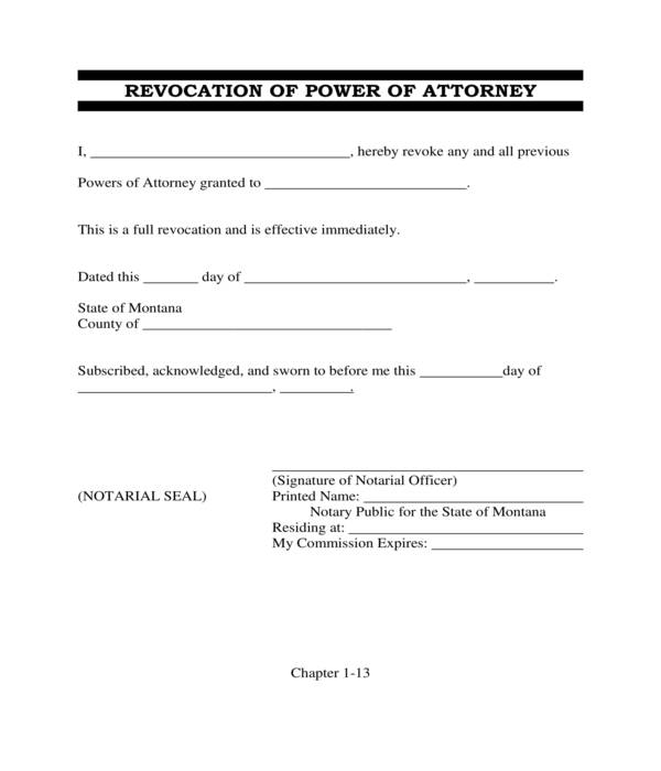 fillable revocation of power of attorney form