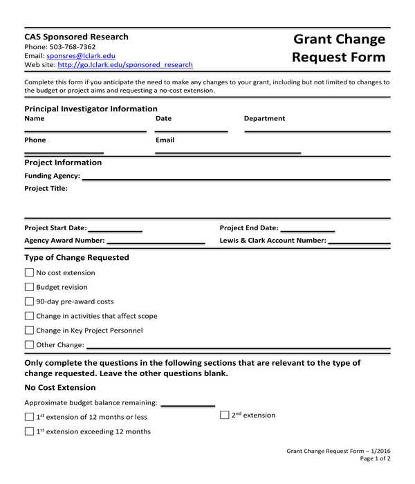 grant change request form