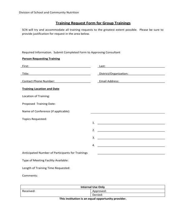 FREE 11+ Training Request Forms in PDF MS Word Excel