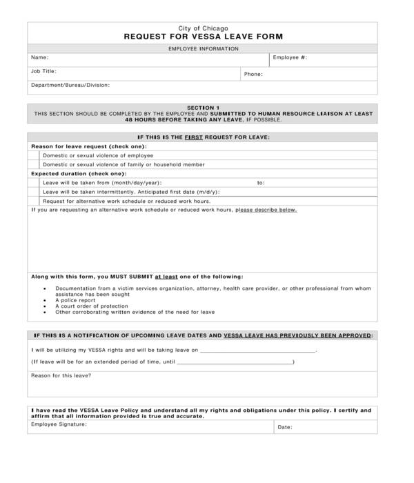 harassment victim leave request form