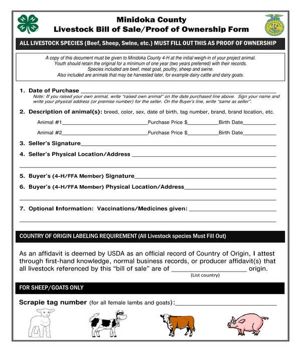 FREE 5 Livestock Bill Of Sale Form Samples In PDF