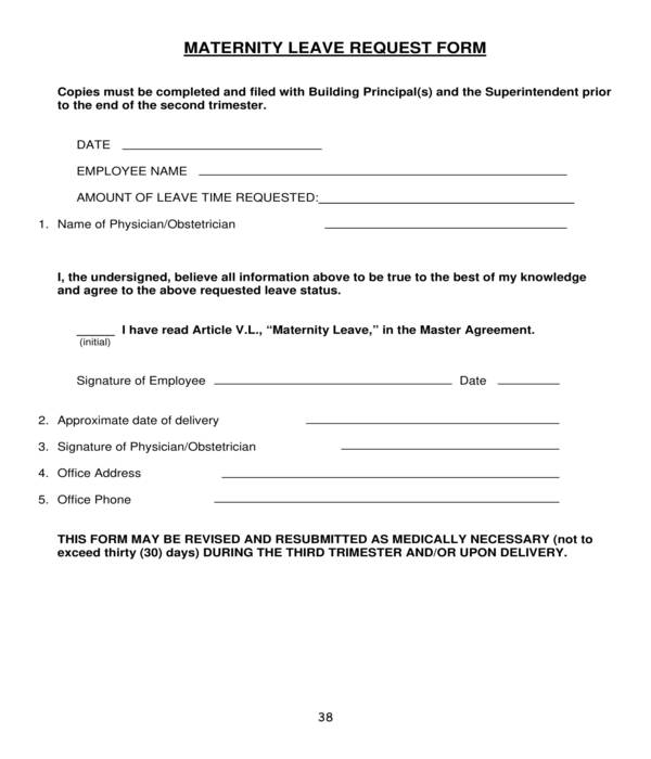 maternity leave request form