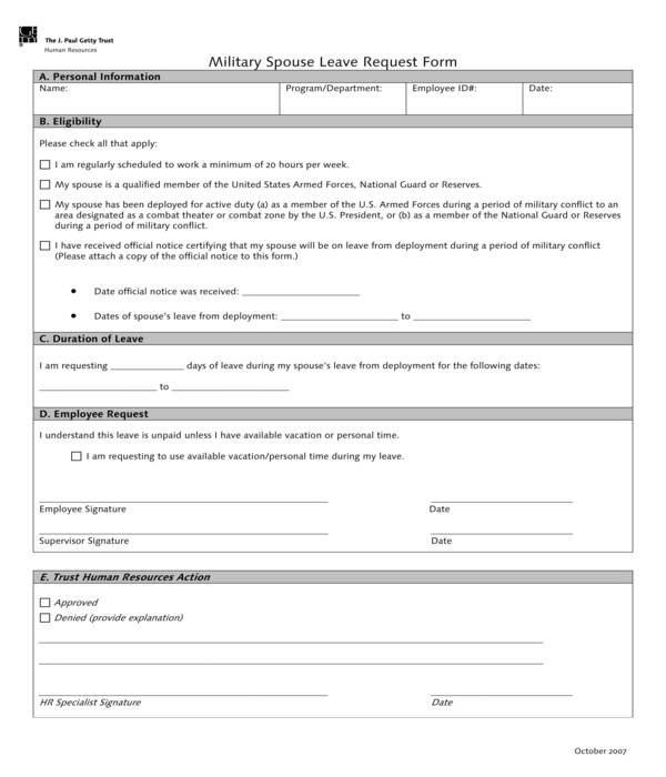 military spouse leave request form