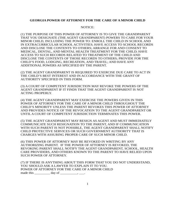 FREE 5+ Minor Child Power of Attorney Forms in PDF | MS Word