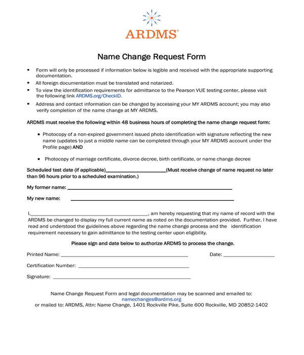 name change request form
