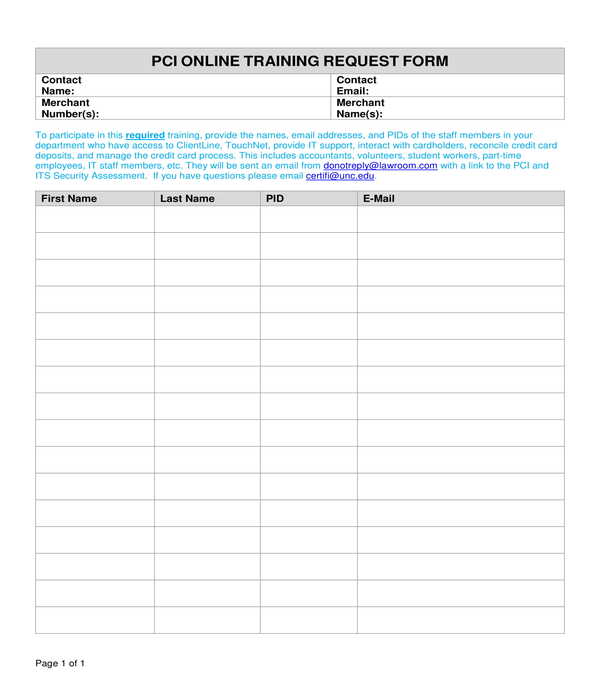 online training request form