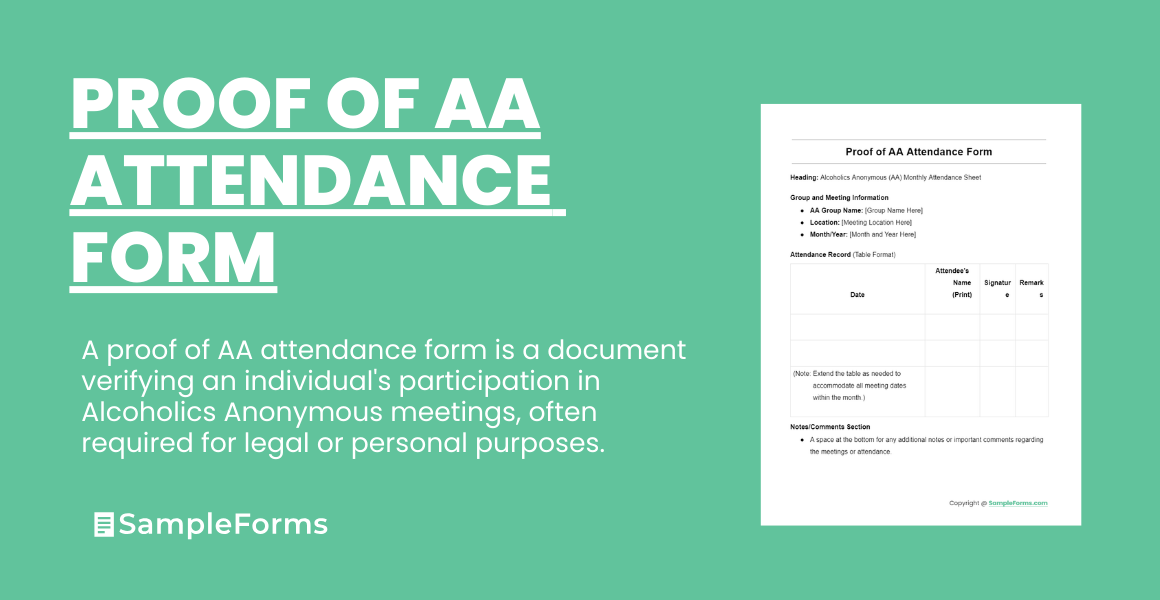 proof of aa attendance form