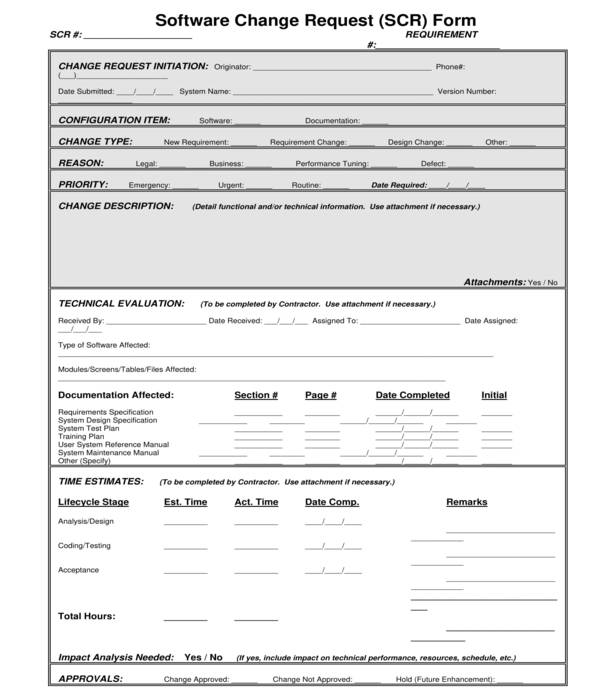 software change request form
