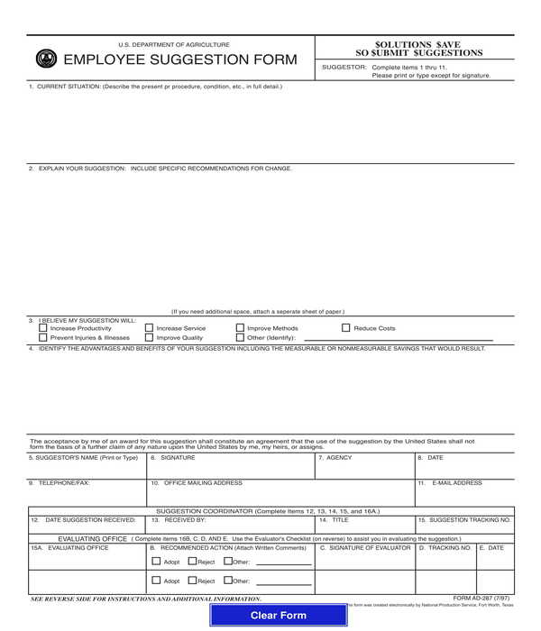state employee suggestion form