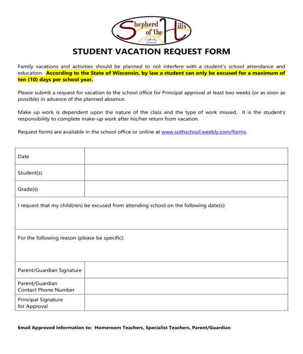 student vacation request form