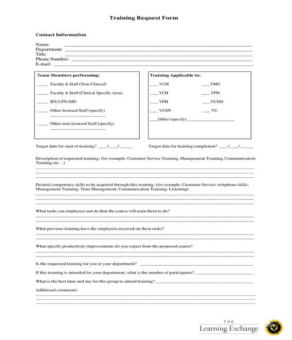 training request form sample