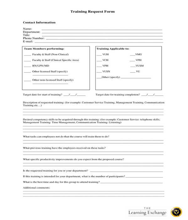 FREE 11+ Training Request Forms in PDF | MS Word | Excel